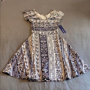 Navy floral dress with cross back